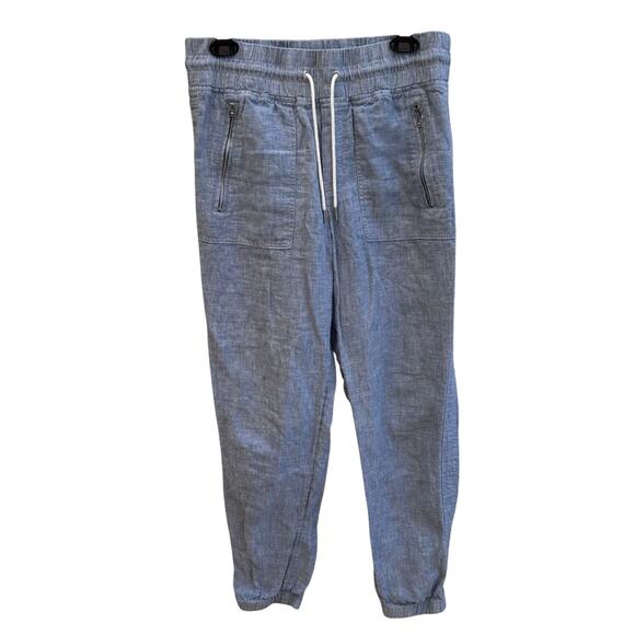 Athleta Cabo Linen Chambray Blue Jogger Size 6 - Picture 3 of 7